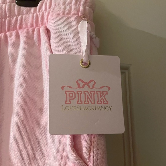 Victoria’s Secret Pink x LoveShackFancy Wide-Leg Sweatpants Pink Lollipop S Reg - Picture 4 of 7